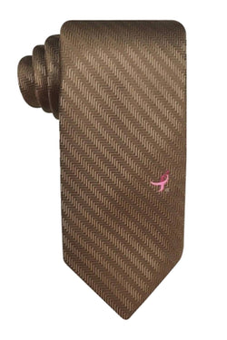 Susan G. Komen Solid-Taupe Herringbone 'Knots for Hope' Necktie thumbnail 1