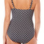Swim Solutions Black/White-Dot Printed/Beaded Waist-Minimizer Swimsuit