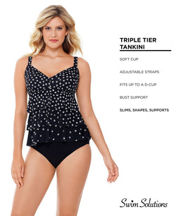 Swim Solutions Galactica Printed Tiered Tankini Top Galactica thumbnail 3