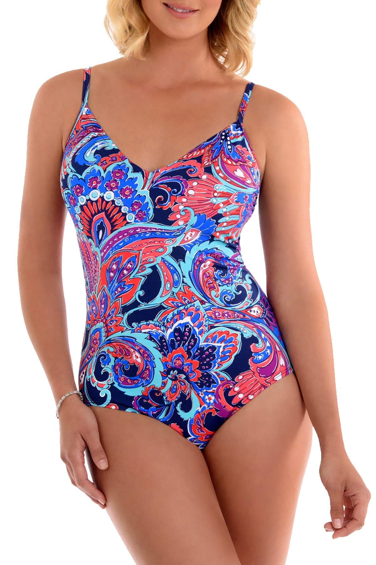 Swim Solutions Mio Paisley V-Neck Swimsuit