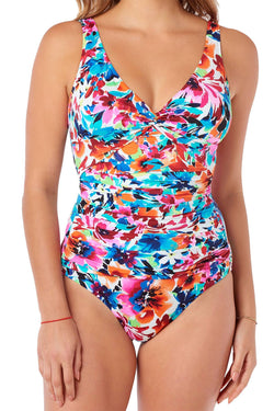 Swim Solutions Multi-Color Labelle-Fleur All-Over Slimming Swimsuit thumbnail 1