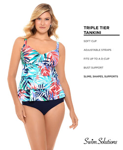 Swim Solutions Palm Springs Printed Tiered Tankini Top Palm Springs thumbnail 3