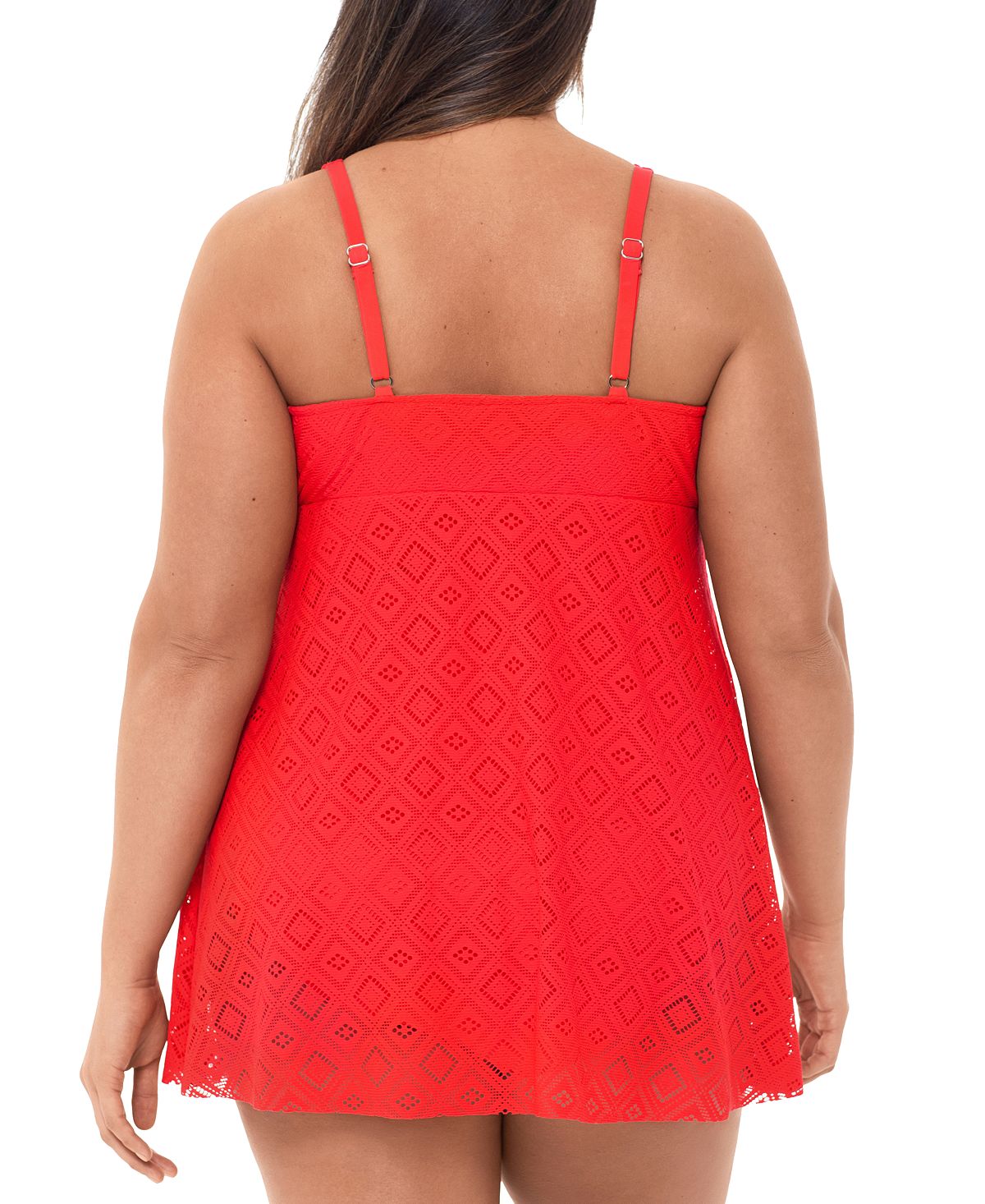 Swim Solutions Plus Crochet Flyaway Tummy Control Swimdress Crochet Coral