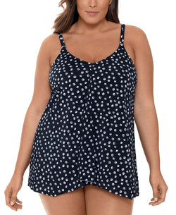 Swim Solutions Plus Galactica Printed Pleated Tummy Control Swimdress Galactica thumbnail 1