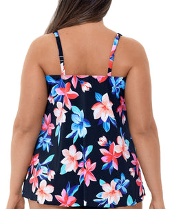 Swim Solutions Plus Lanai Printed Princess-seam Tankini Top Lanai Black thumbnail 2