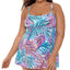 Swim Solutions Plus Palmalicious Printed Empire Tummy Control Swimdress Palmalicous