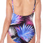 Swim Solutions Purple-Ferns Printed/Plunging Swimsuit