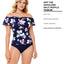 Swim Solutions Status Printed Off-the-shoulder Tankini Top Status Floral Navy