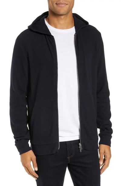 THEORY ESSENTIAL ZIP HOODIE CURE FLEECE BLACK