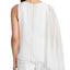 Tahari Asl Sequin Chiffon-overlay Top Ivory White