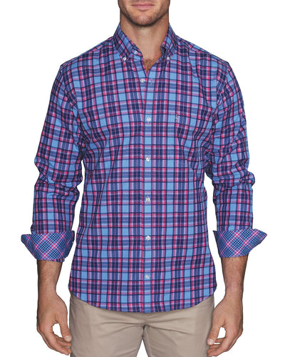 Tailorbyrd Bart Plaid Classic Fit Button-down Shirt Peri Blue