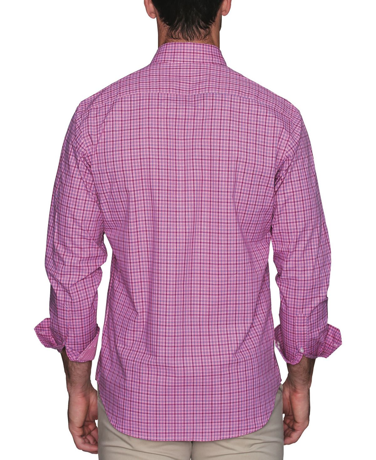 Tailorbyrd Plaid Button Down Shirt Fuchsia