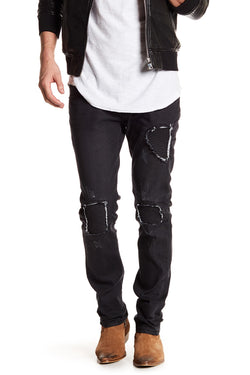 Tailored Recreation Premium Black Distressed Slim Tapered Denim Pant thumbnail 1