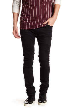 Tailored Recreation Premium Black Distressed Slim Tapered Denim Pant thumbnail 1
