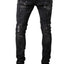 Tailored Recreation Premium Black Distressed & Studded Tapered Denim Pant