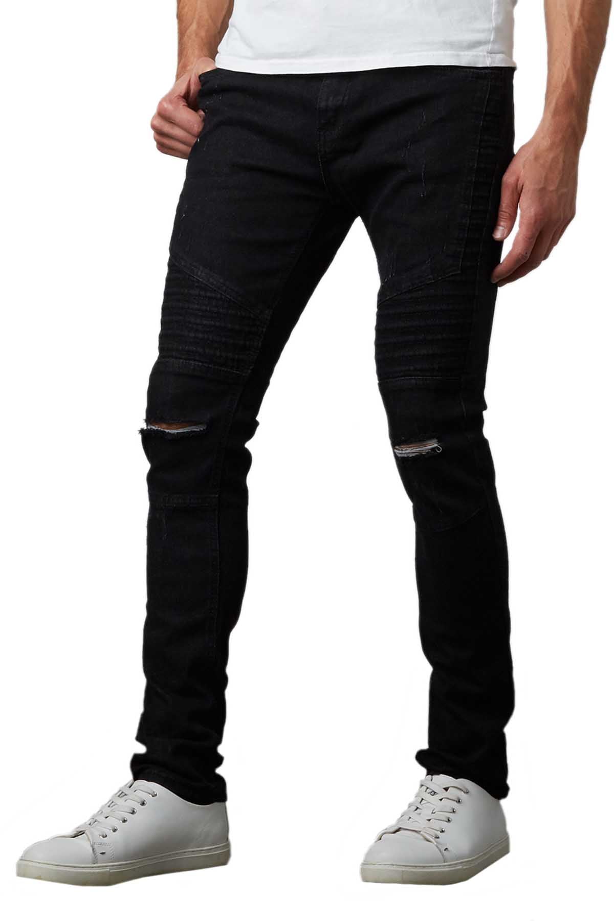 Tailored Recreation Premium Black Open Knee Tapered Denim Pant
