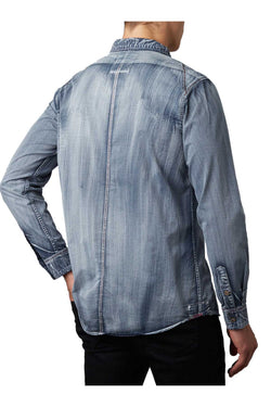 Tailored Recreation Premium Blue-Grey Corduroy Pocket Denim Button-Up Shirt thumbnail 3