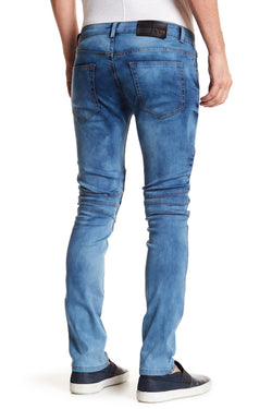 Tailored Recreation Premium Blue Ribbed & Distressed Slim Tapered Denim Pant thumbnail 2