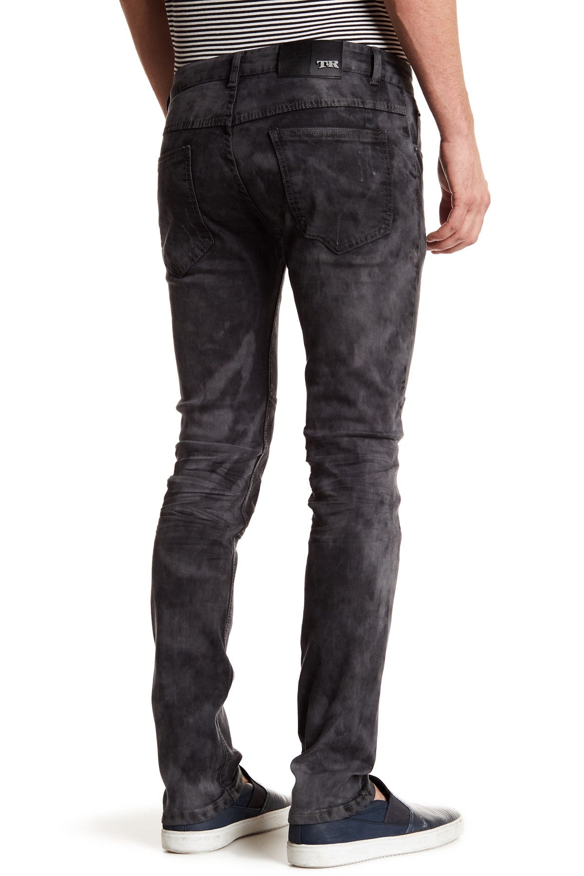 Tailored Recreation Premium Distressed & Faded Dark Grey Sim Tapered Denim Pant