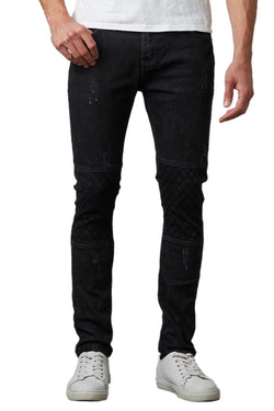 Tailored Recreation Premium Distressed & Faded Dark Grey Sim Tapered Denim Pant thumbnail 3