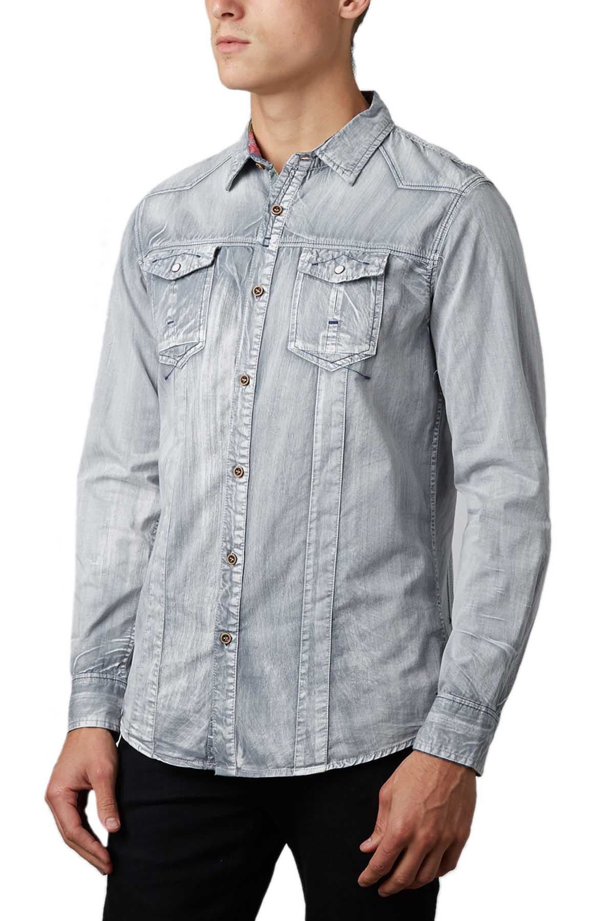 Tailored Recreation Premium Faded Light Grey Denim Button-Up Shirt