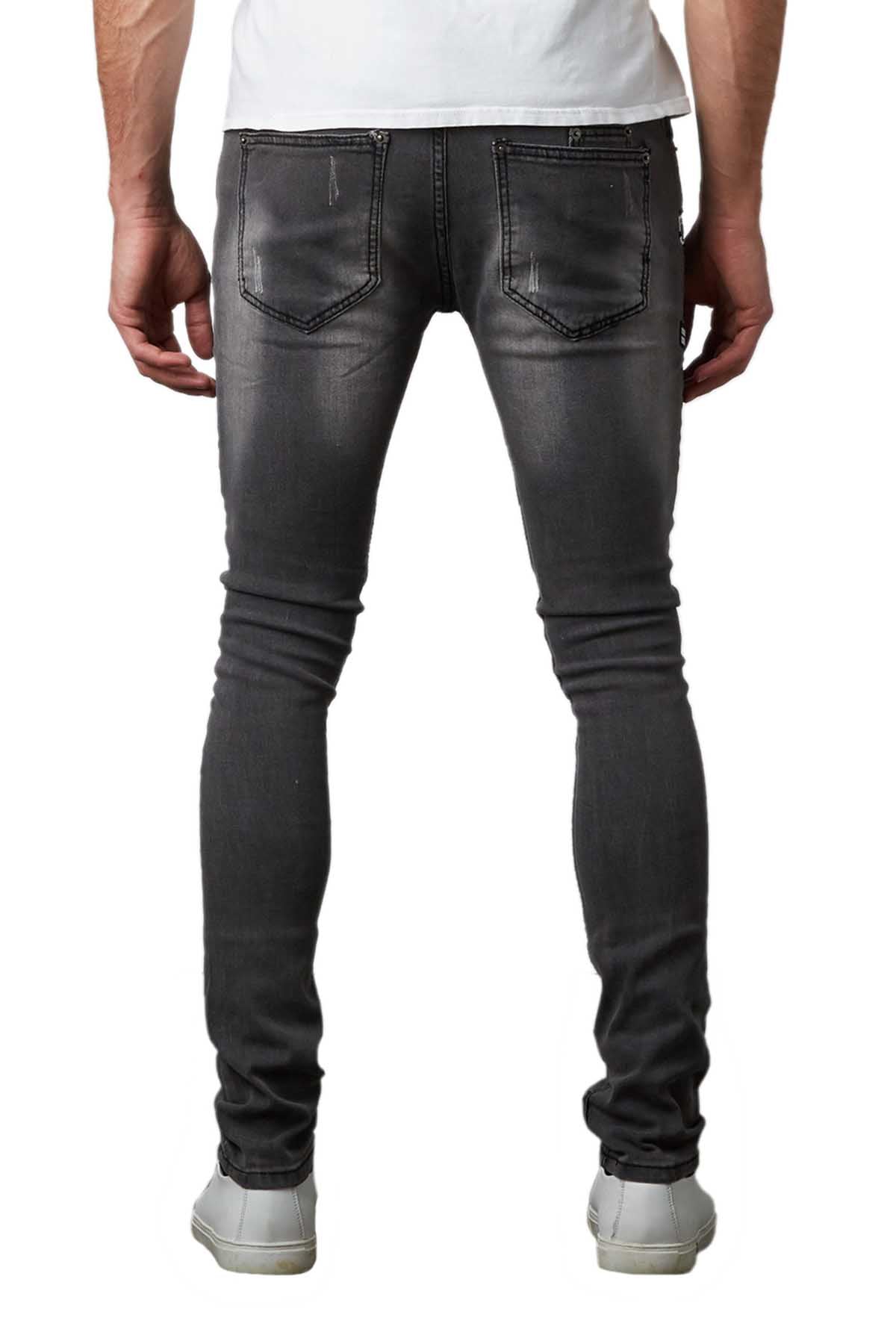 Tailored Recreation Premium Grey Distressed & Patched Tapered Denim Pant