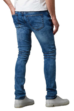Tailored Recreation Premium Light Blue Distressed Moto Tapered Denim Pant thumbnail 2