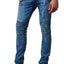 Tailored Recreation Premium Light Blue Distressed Moto Tapered Denim Pant