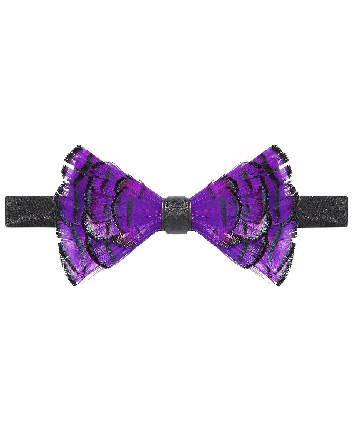 Tallia Feather Pre-tied Bow Tie Purple