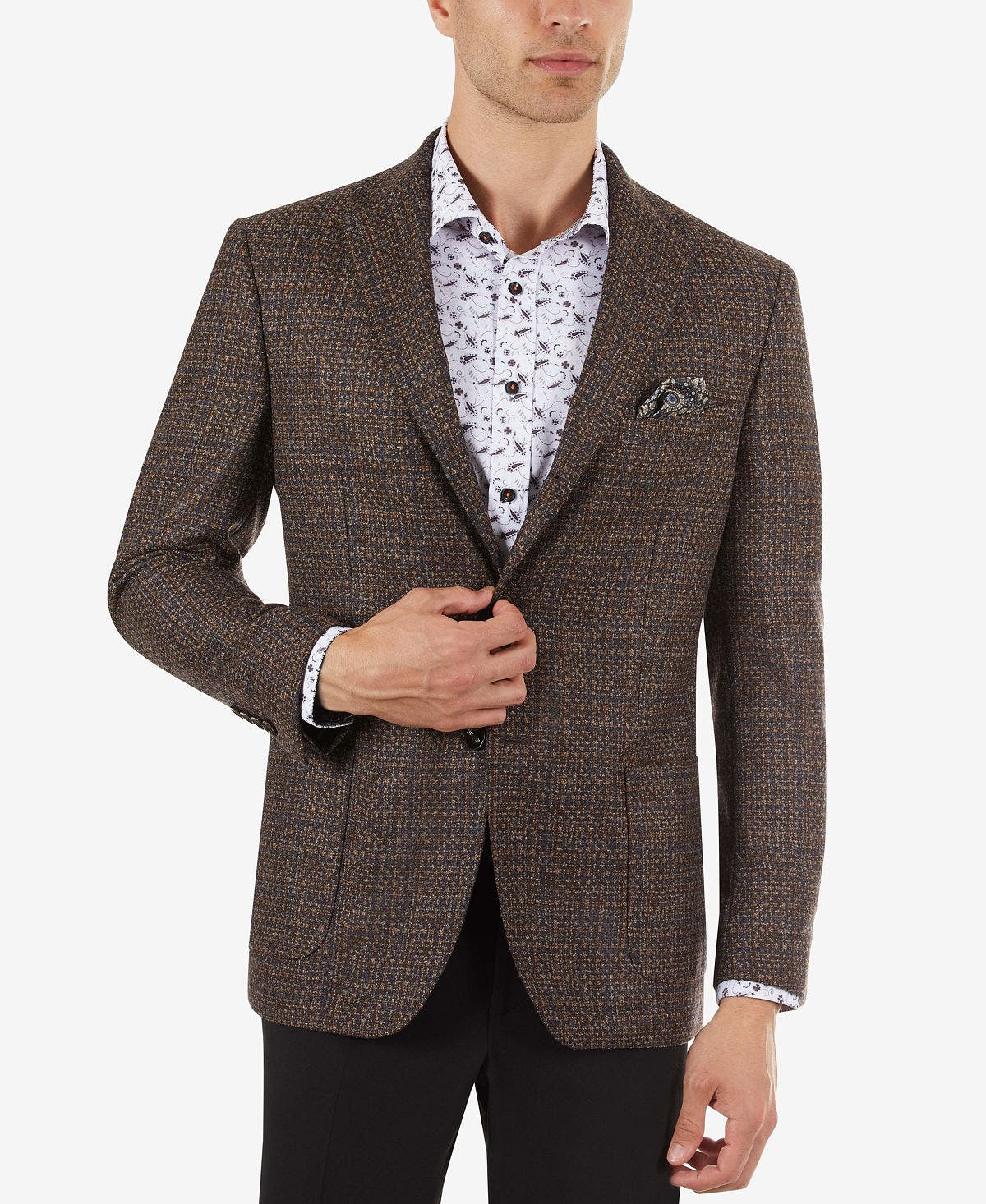 Tallia Slim-fit Brown Mix Sport Coat Brown Mix