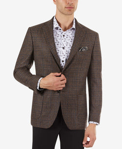 Tallia Slim-fit Brown Mix Sport Coat Brown Mix thumbnail 1