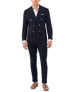 Tallia Slim-fit Double Breasted Striped Sport Coat Navy thumbnail 1