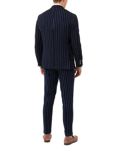 Tallia Slim-fit Double Breasted Striped Sport Coat Navy