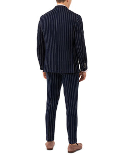 Tallia Slim-fit Double Breasted Striped Sport Coat Navy thumbnail 2