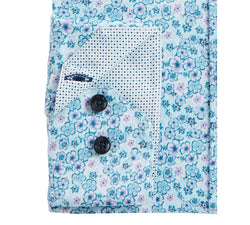 Tallia Slim-fit No-iron Performance Stretch Mini-floral Graphic Dress Shirt White/Purple thumbnail 2