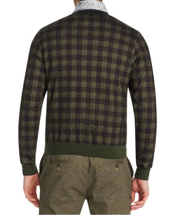 Tallia Slim-fit Stretch Plaid Cardigan Green thumbnail 2