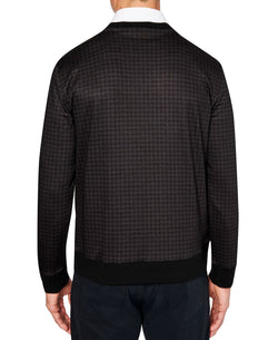 Tallia Slim-fit V-neck Check Sweater Black thumbnail 2