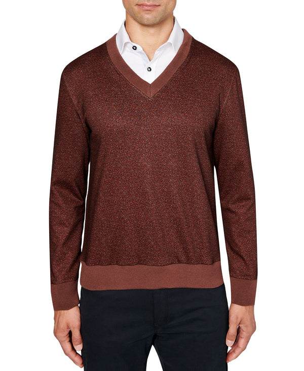 Tallia Slim-fit V-neck Sweater Brown