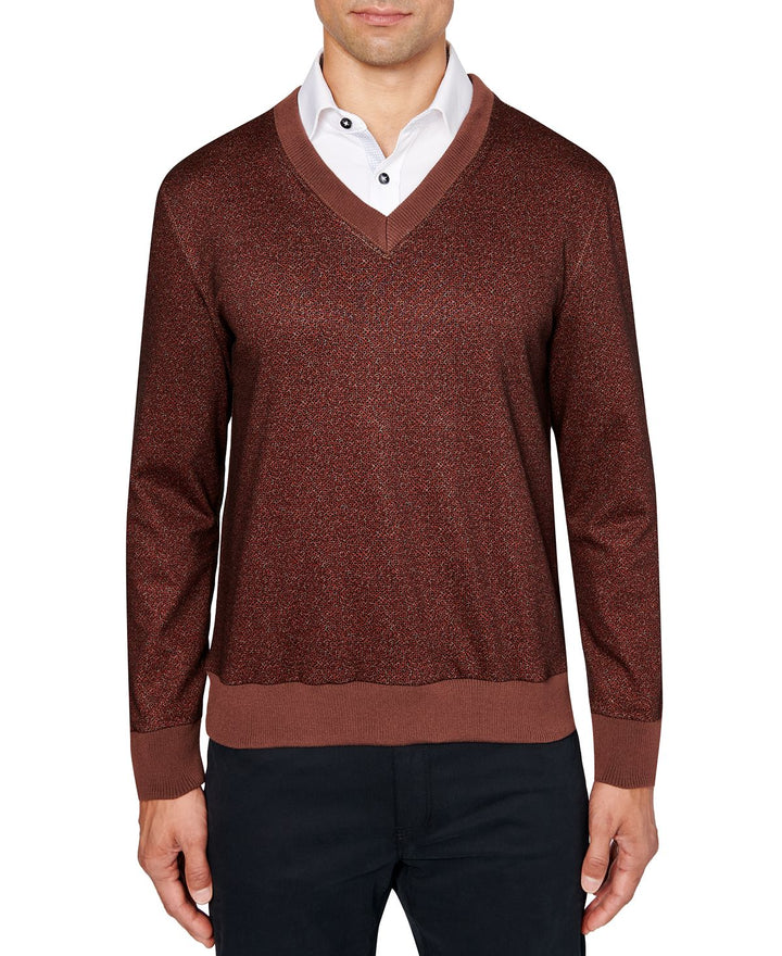 Tallia Slim-fit V-neck Sweater Brown