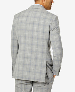 Tallia Slim-fit Wool Suit Jacket Light Grey/Blue Plaid thumbnail 2