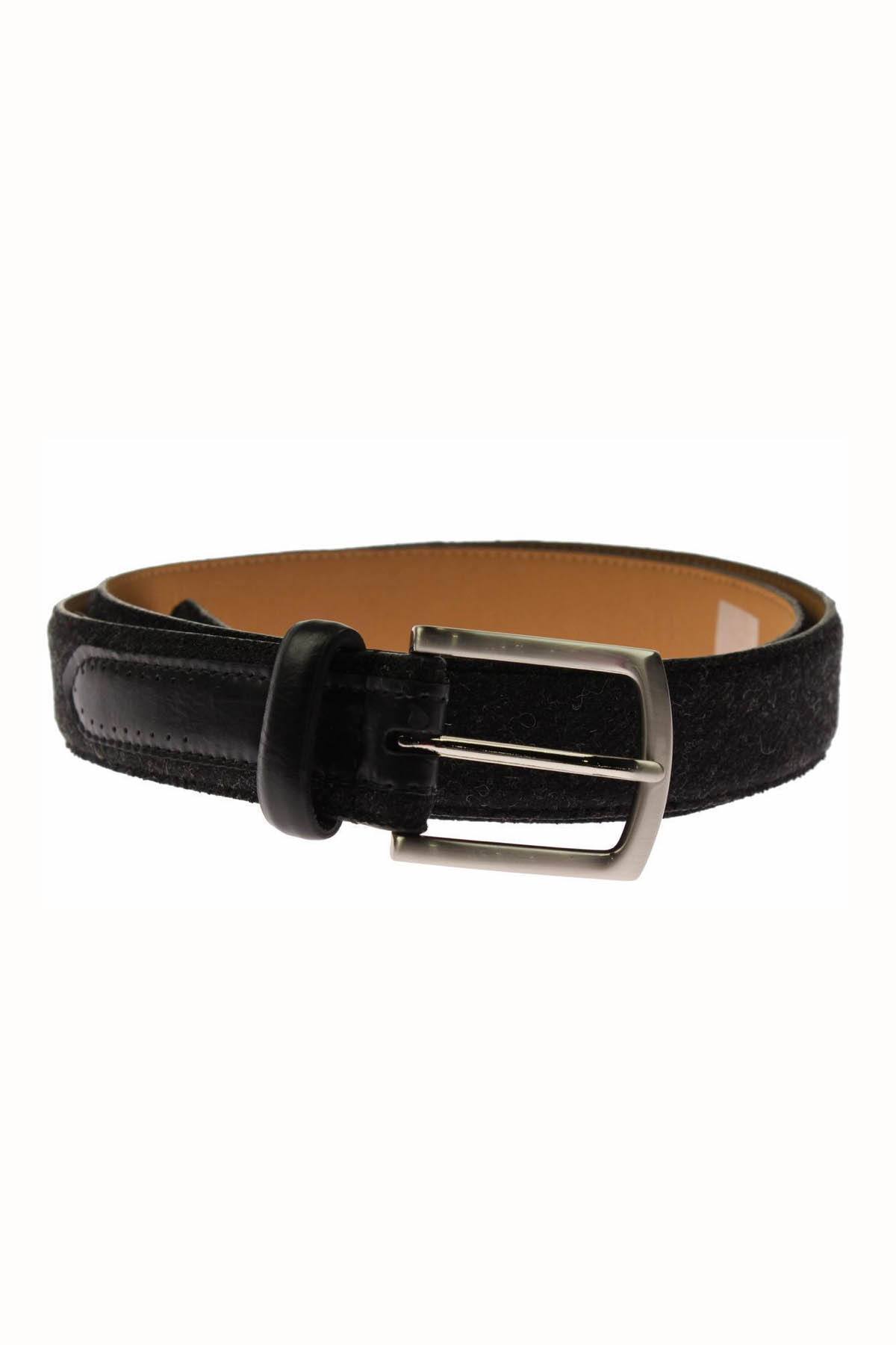 Tasso Elba Black 32mm Faux-Trim Feather-Edge Belt