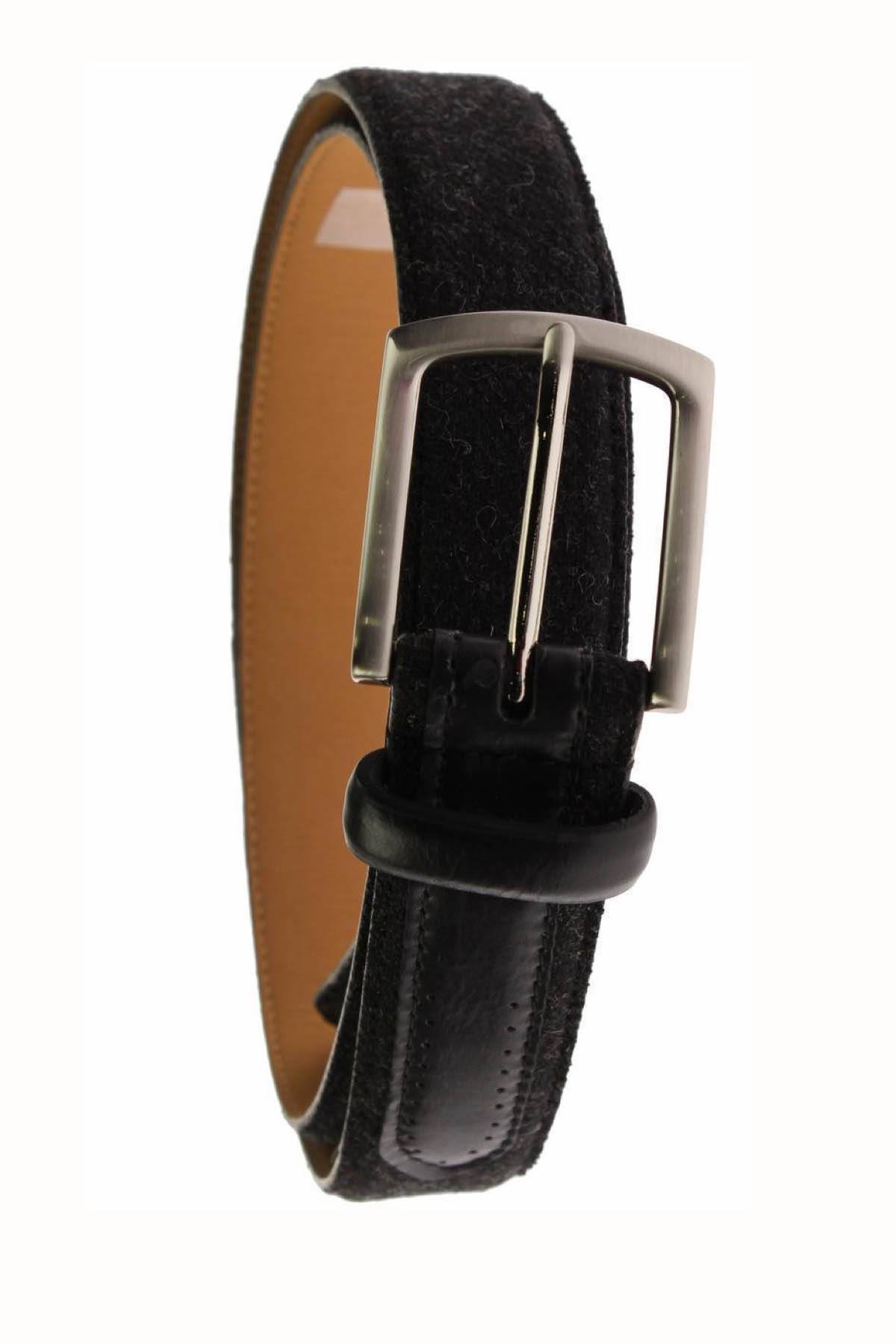 Tasso Elba Black 32mm Faux-Trim Feather-Edge Belt
