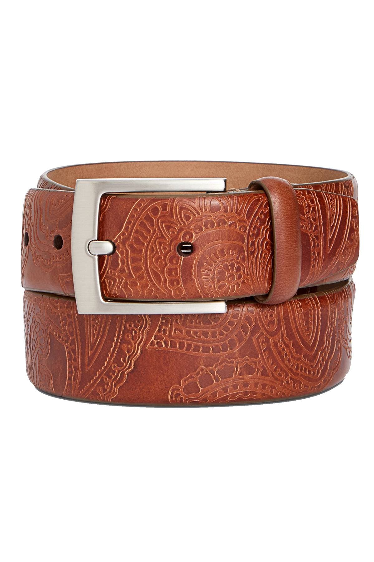 Tasso Elba Brown Paisley Leather Belt