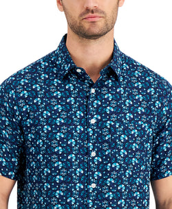 Tasso Elba Cellula Tile Printed Shirt Blue Combo thumbnail 2