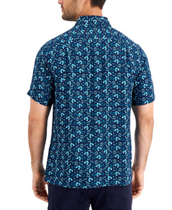 Tasso Elba Cellula Tile Printed Shirt Blue Combo thumbnail 3