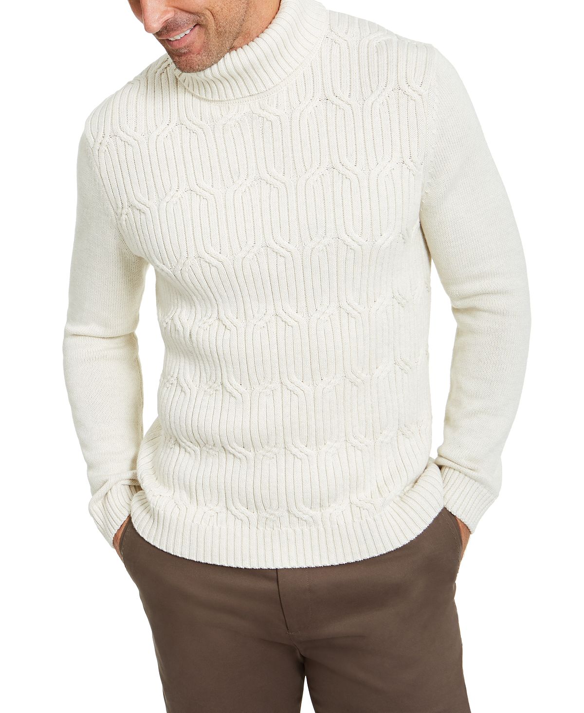 Tasso Elba Chunky Turtleneck Sweater Sesame Heather