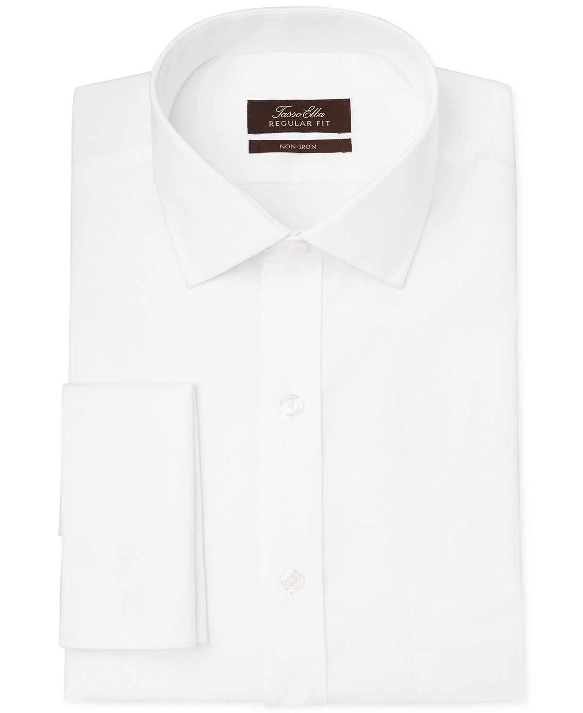Tasso Elba Classic-fit Non-iron Twill French Cuff Dress Shirt White