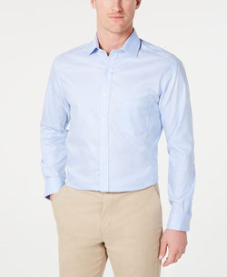Tasso Elba Classic/regular-fit Non-iron Mini-herringbone Supima Cotton Dress Shirt Lt Blue thumbnail 1