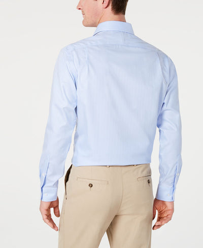 Tasso Elba Classic/regular-fit Non-iron Mini-herringbone Supima Cotton Dress Shirt Lt Blue