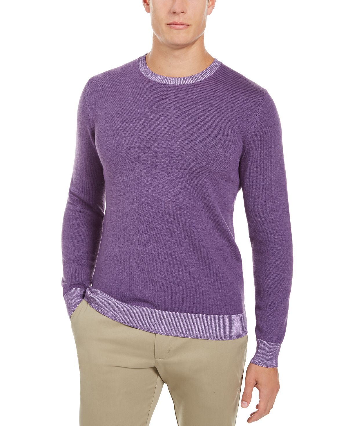 Tasso Elba Crew Neck Sweater Purple Combo